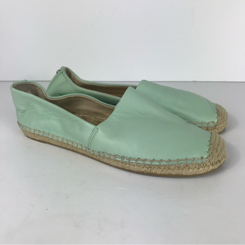 Sam Edelman 5.5 Lynn Espadrilles Shoes Flat Green Leather.